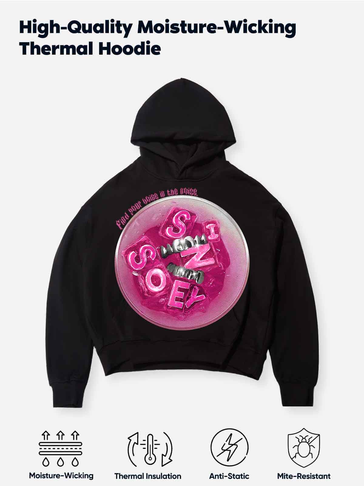 Pink Icy Drink Print sweat-wicking tech fabric hoodie