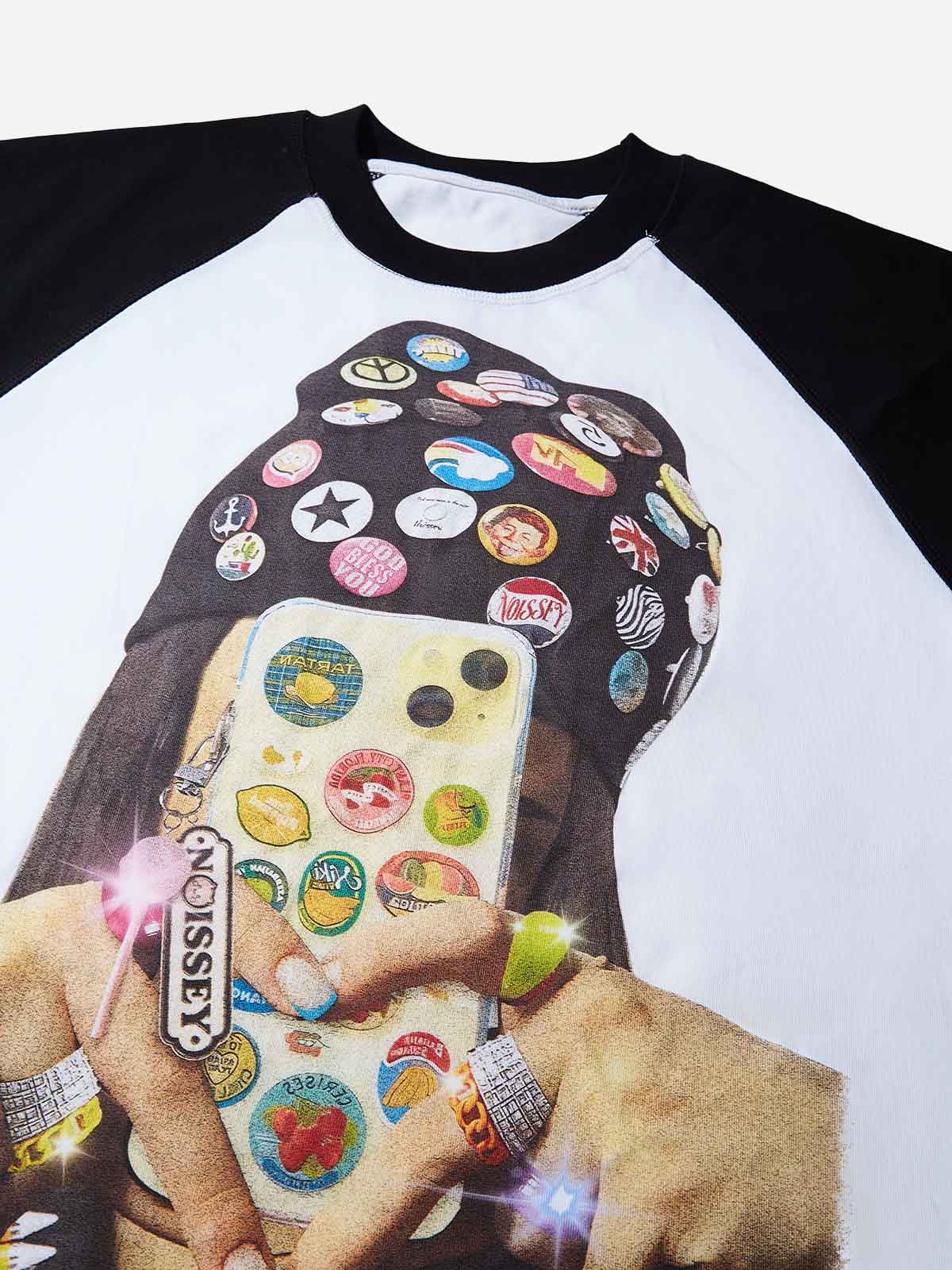 "Don't ChatGPT me!” DIY Badge Preppy Color-Block T-shirt