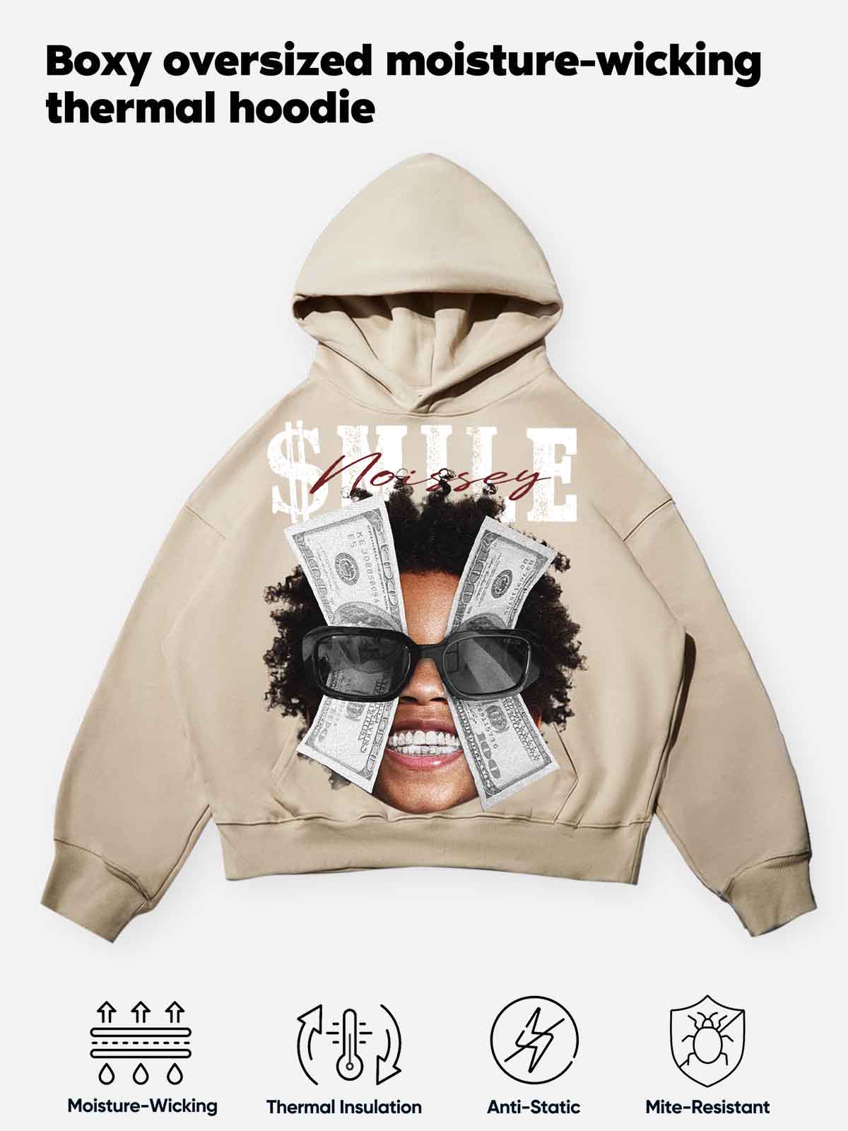 Child's Smile Print Boxy Tech-Fabric Hoodie