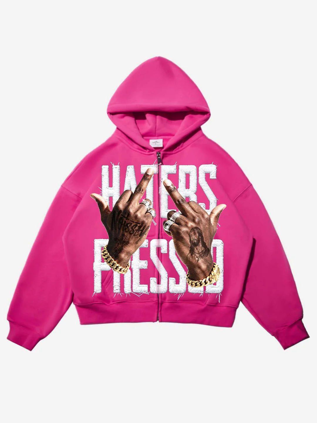 Noissey HATERS PRESSED! Pink Warm Printed Hoodie
