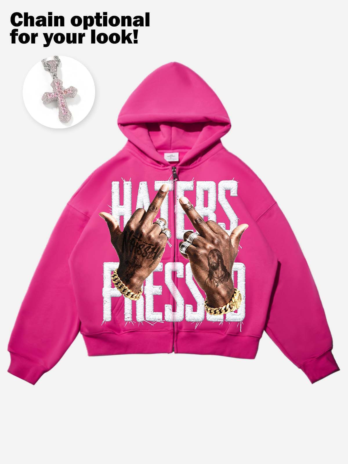 HATERS PRESSED! Pink Warm Printed Hoodie