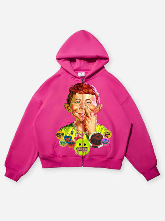 Bad Boy Hip-Hop Style Distressed Print Hoodie