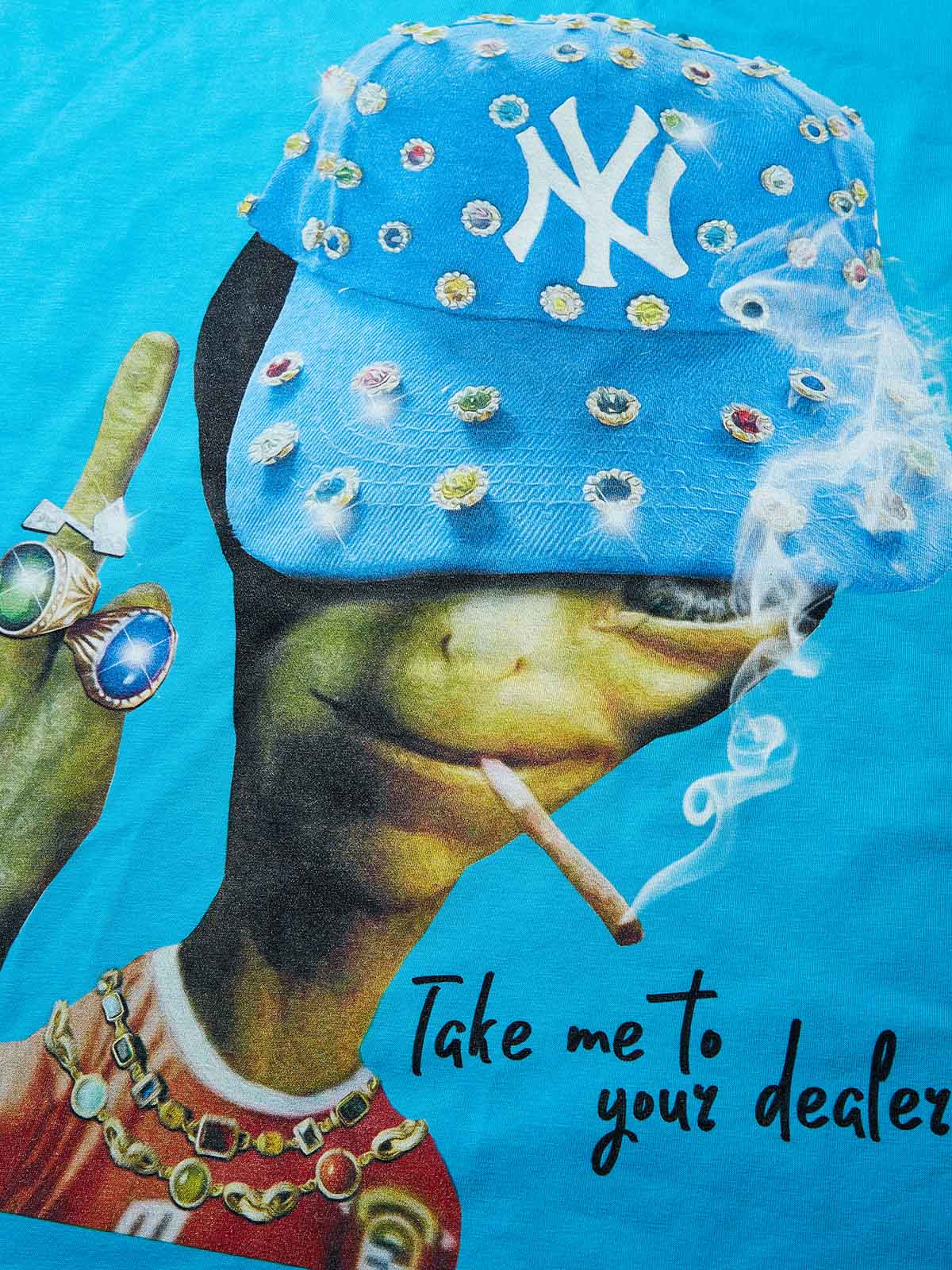 Take me to your dealer! Blue Boxy Oversized T- shirt