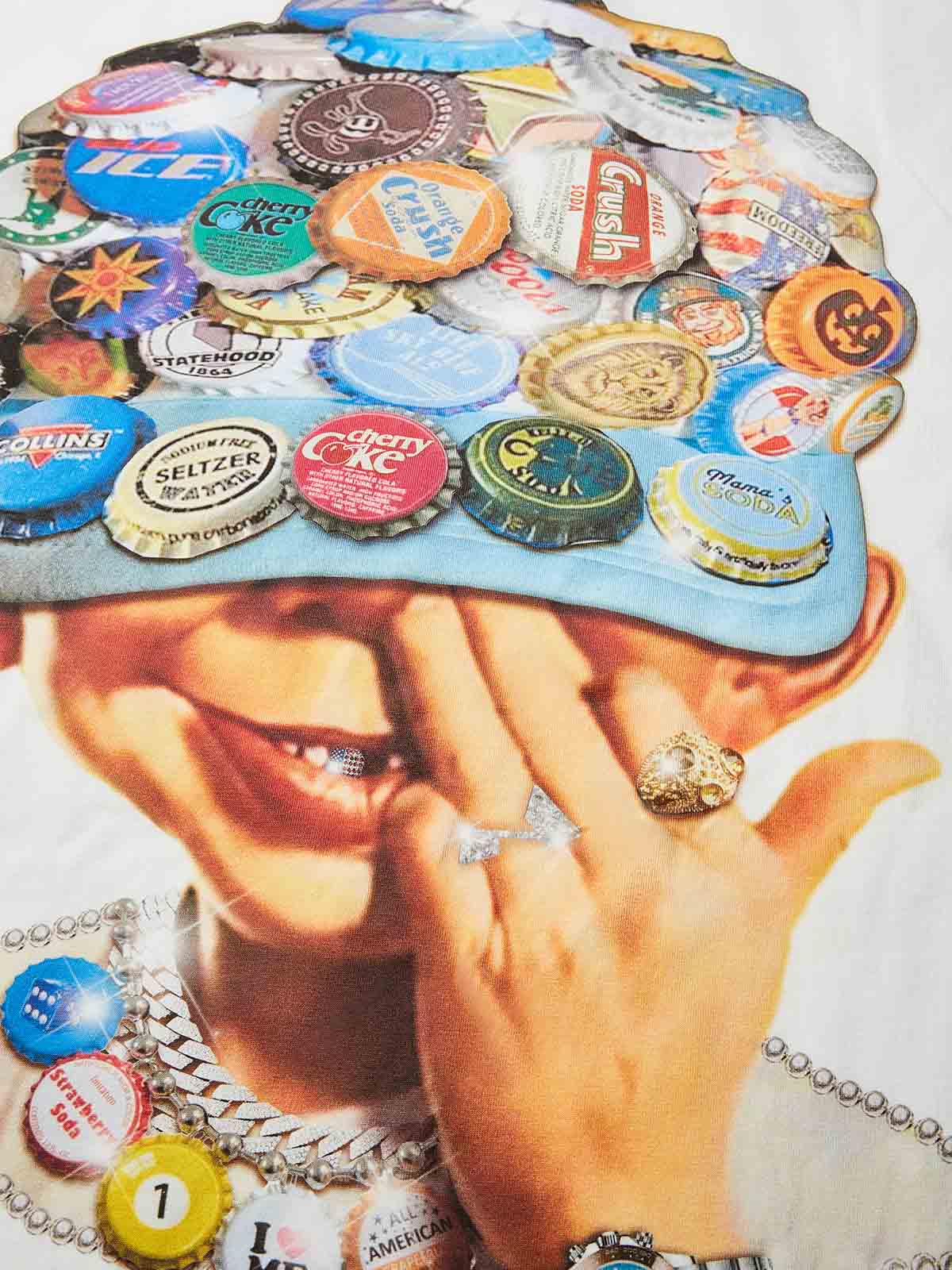 Boxy Oversized T-shirt with Bab Boy Print and Bottle Cap Art Baseball Cap