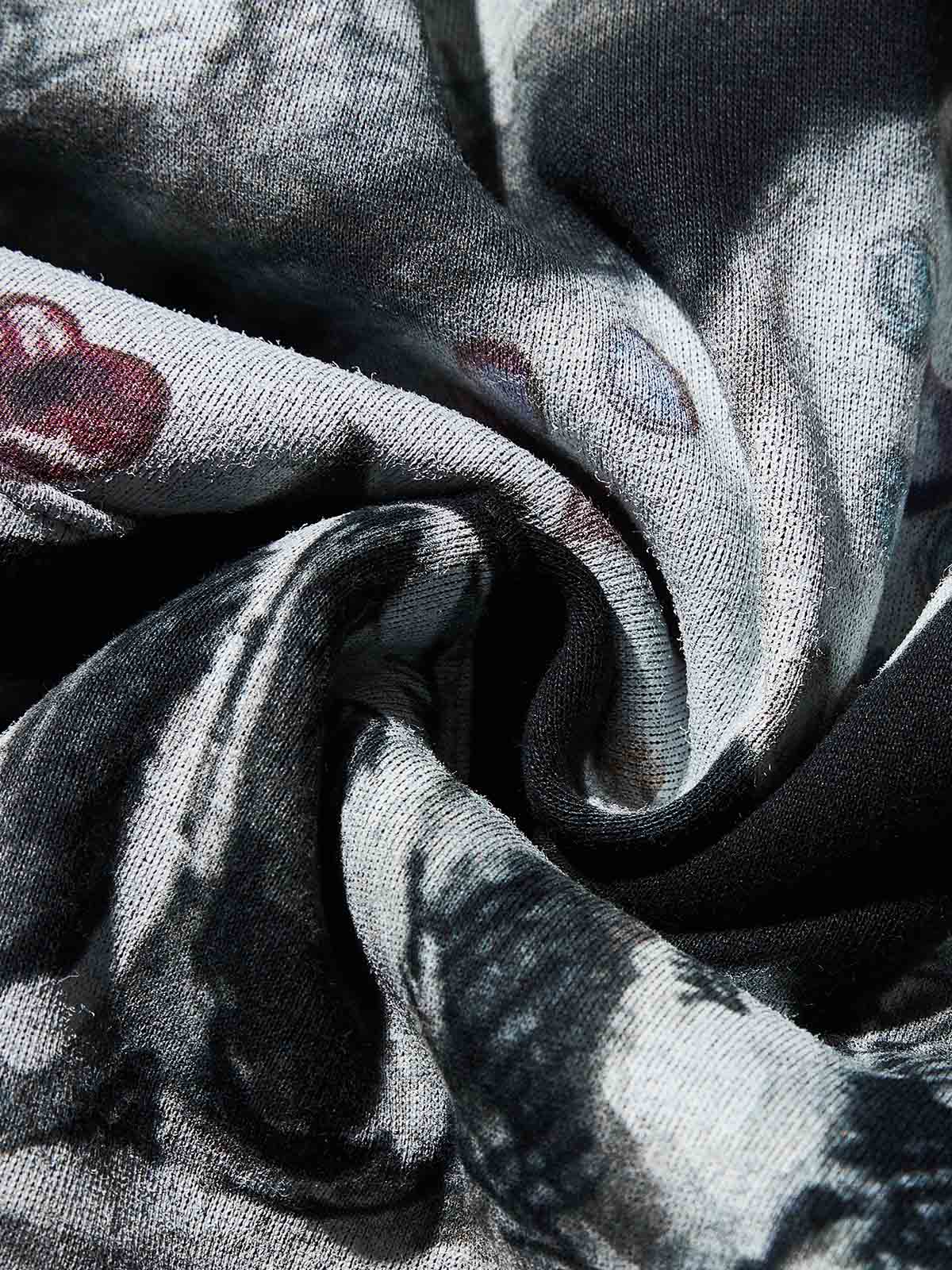 Pencil-Drawing Style Color Diamond Grills Boxy Tech Fabric Hoodie