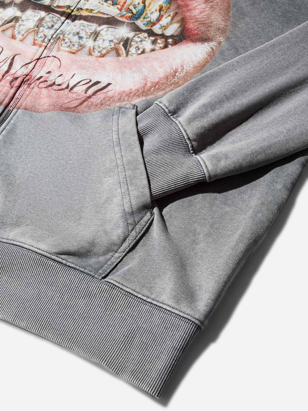 The Last Supper Grills Gray Washed Printed Hoodie