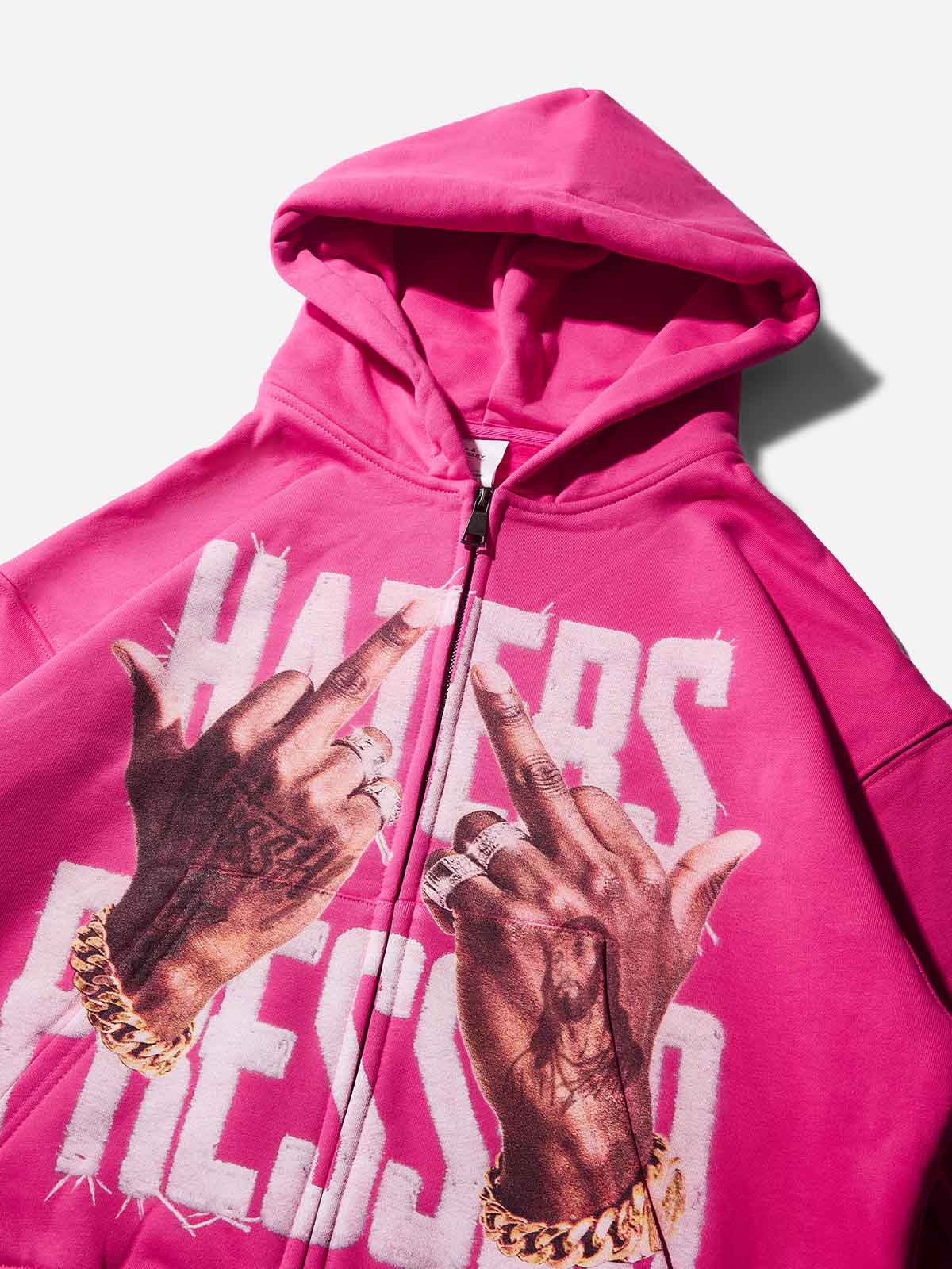 HATERS PRESSED! Pink Warm Printed Hoodie