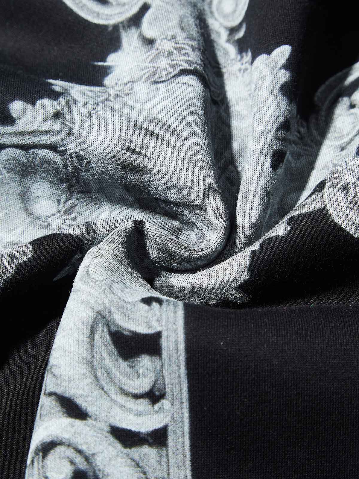 Silver Metal Diamond Cross Tech Fabric Hoodie