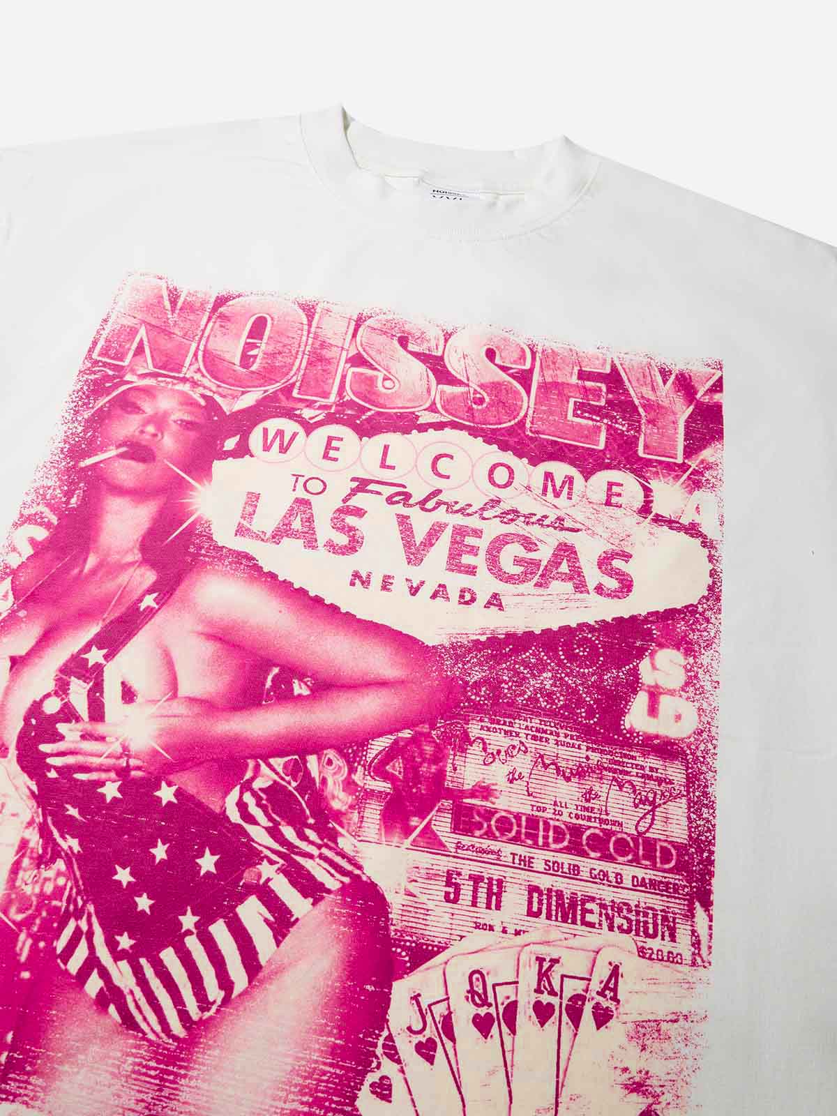 Las Vegas Sexy Lady Pink Silkscreen Monochrome Print T-Shirt