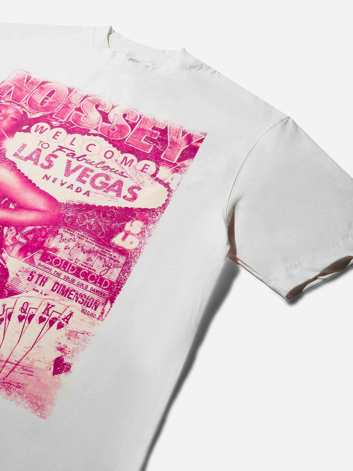 Las Vegas Sexy Lady Pink Silkscreen Monochrome Print T-Shirt