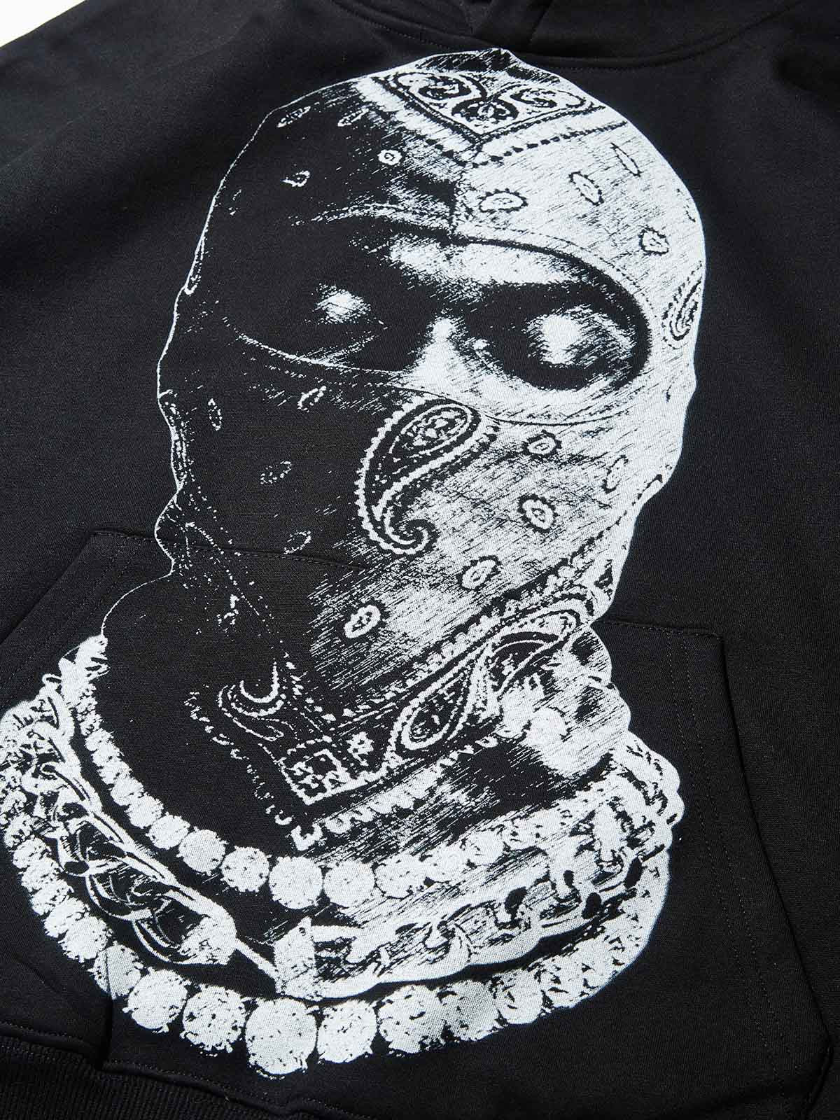 Paisley Balaclava Diamond Necklace Tech Fabric Hoodie