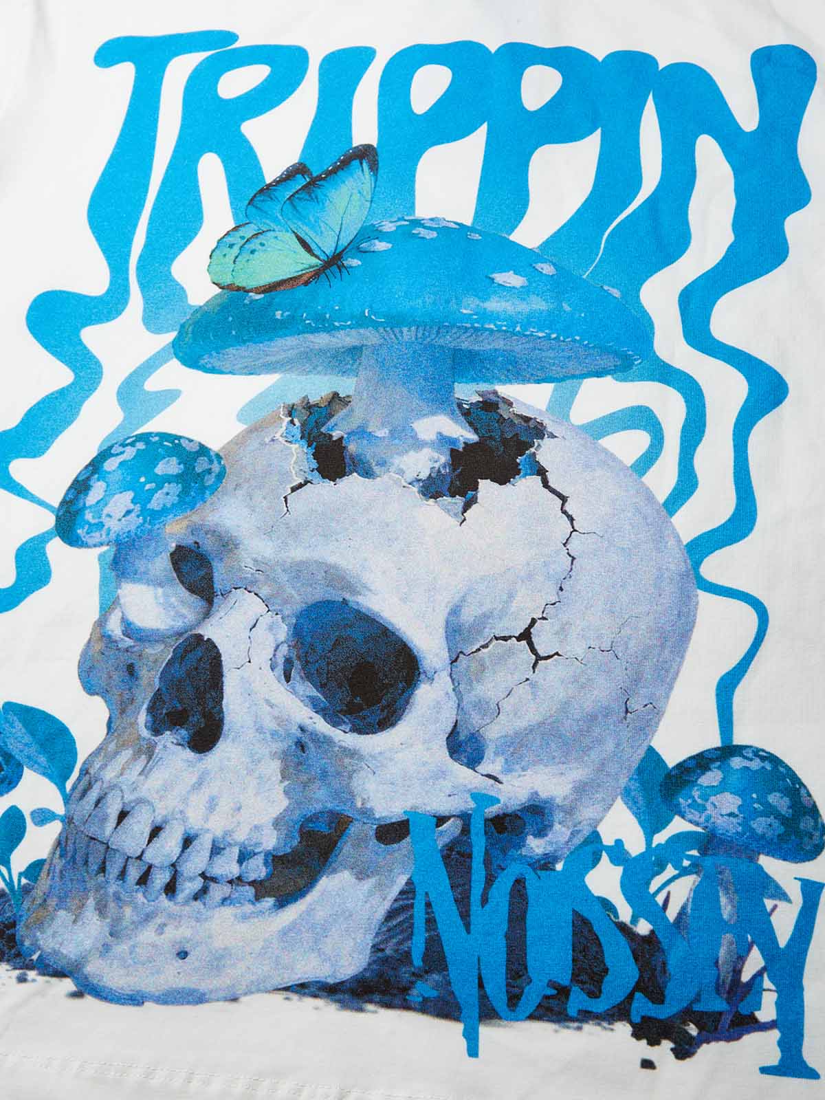 Hallucinogenic Mushroom Oversized Black & White Print T-Shirt