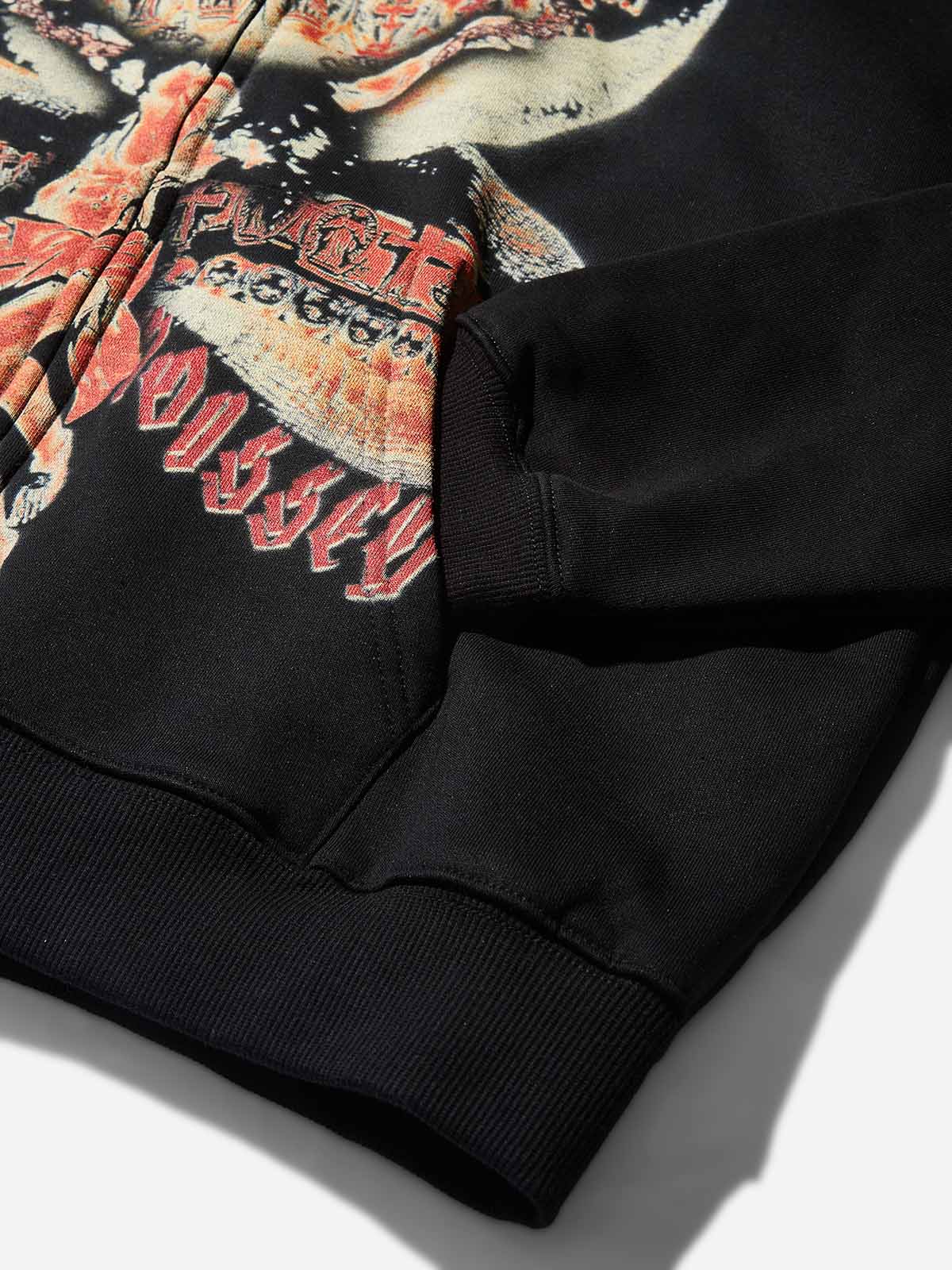HOLY GRIND Vintage Wash Print Black Hoodie