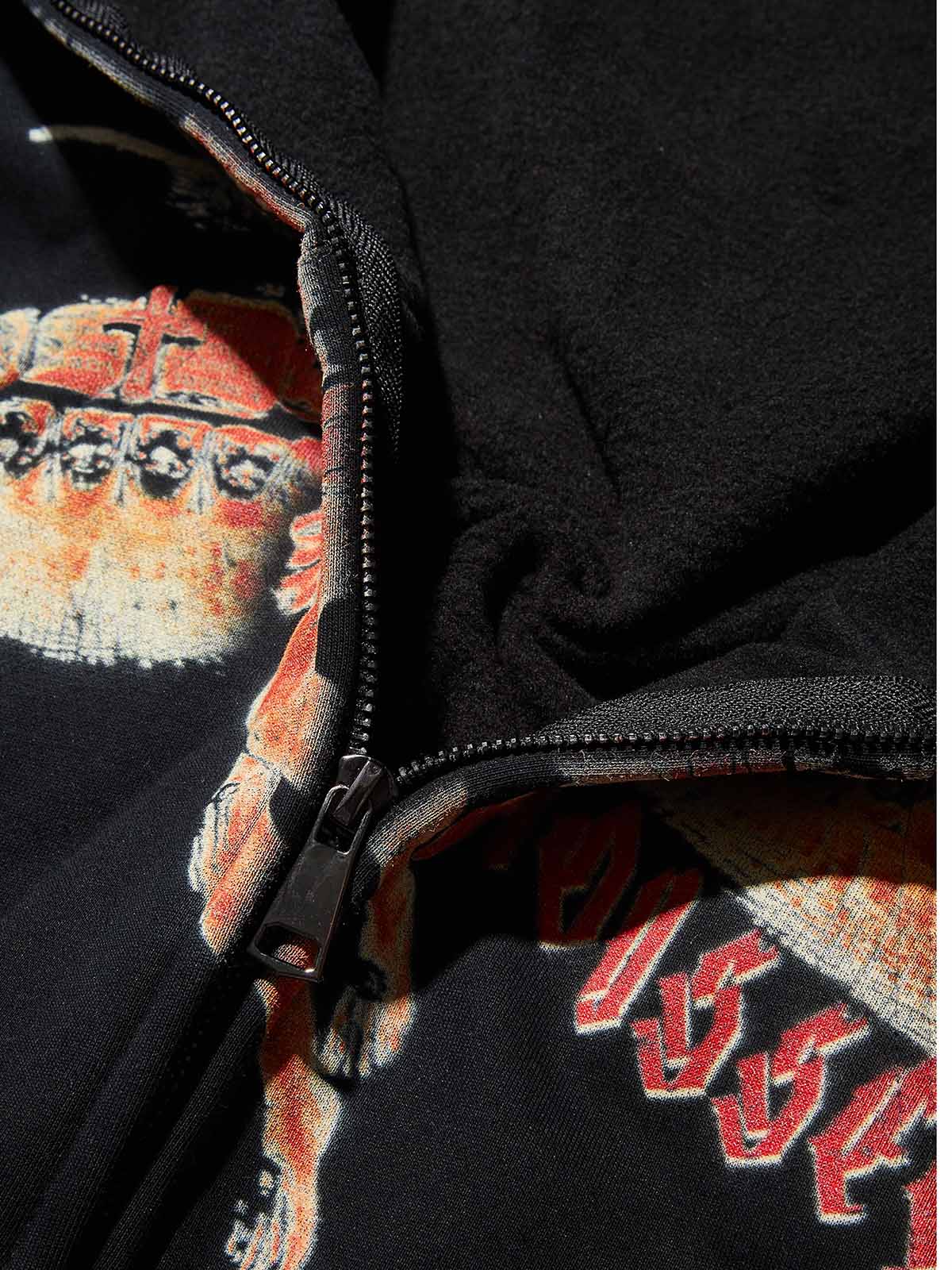 HOLY GRIND Vintage Wash Print Black Hoodie