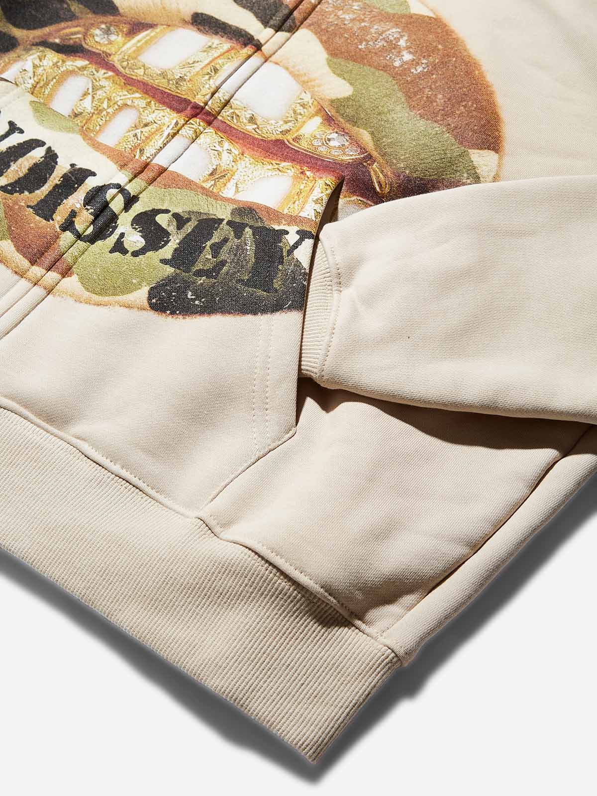 Camouflage Lips Gold Grills Shell-colored Warmth-keeping Hoodie