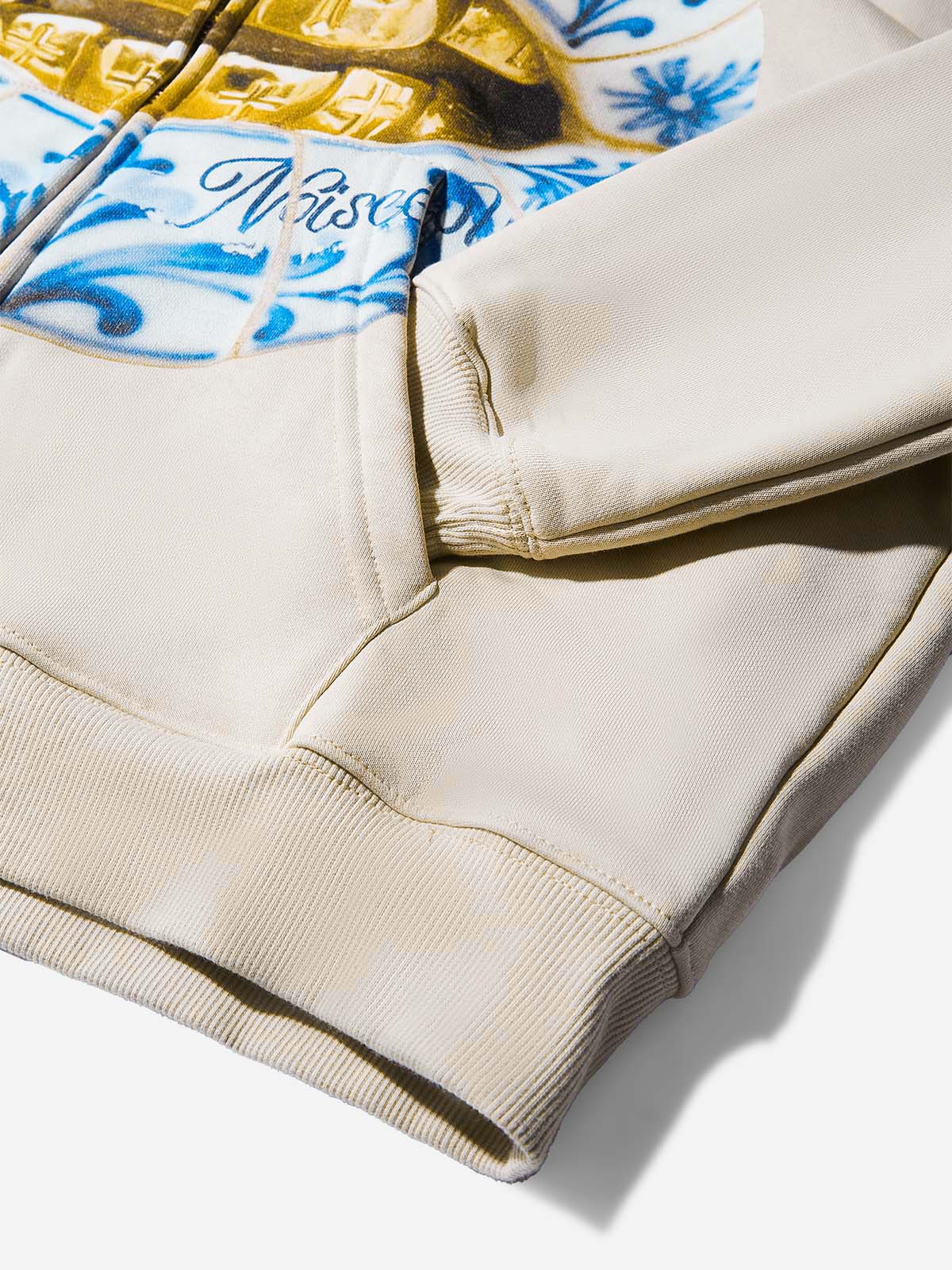 Blue Ceramic Gold Grillz Shell Print Hoodie