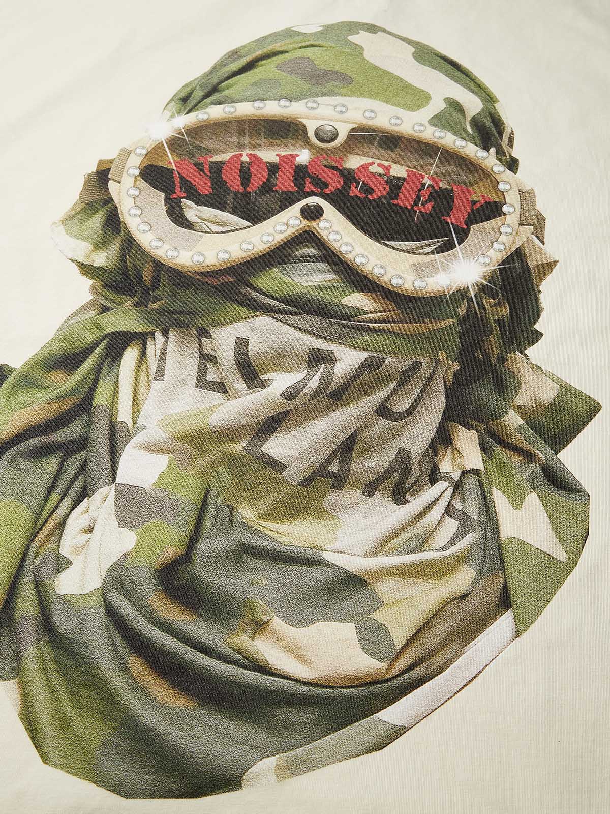 Camouflage Desert Art Headscarf Print Boxy Oversized T-shirt