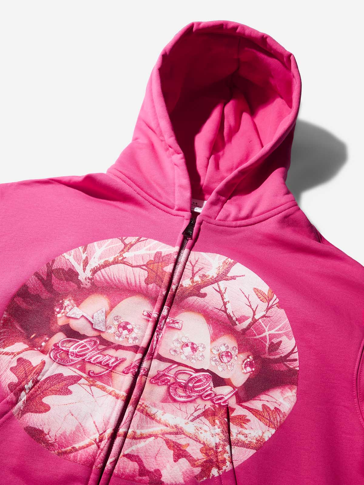 Pink Real tree Artistic Camouflage Print Warm Hoodie