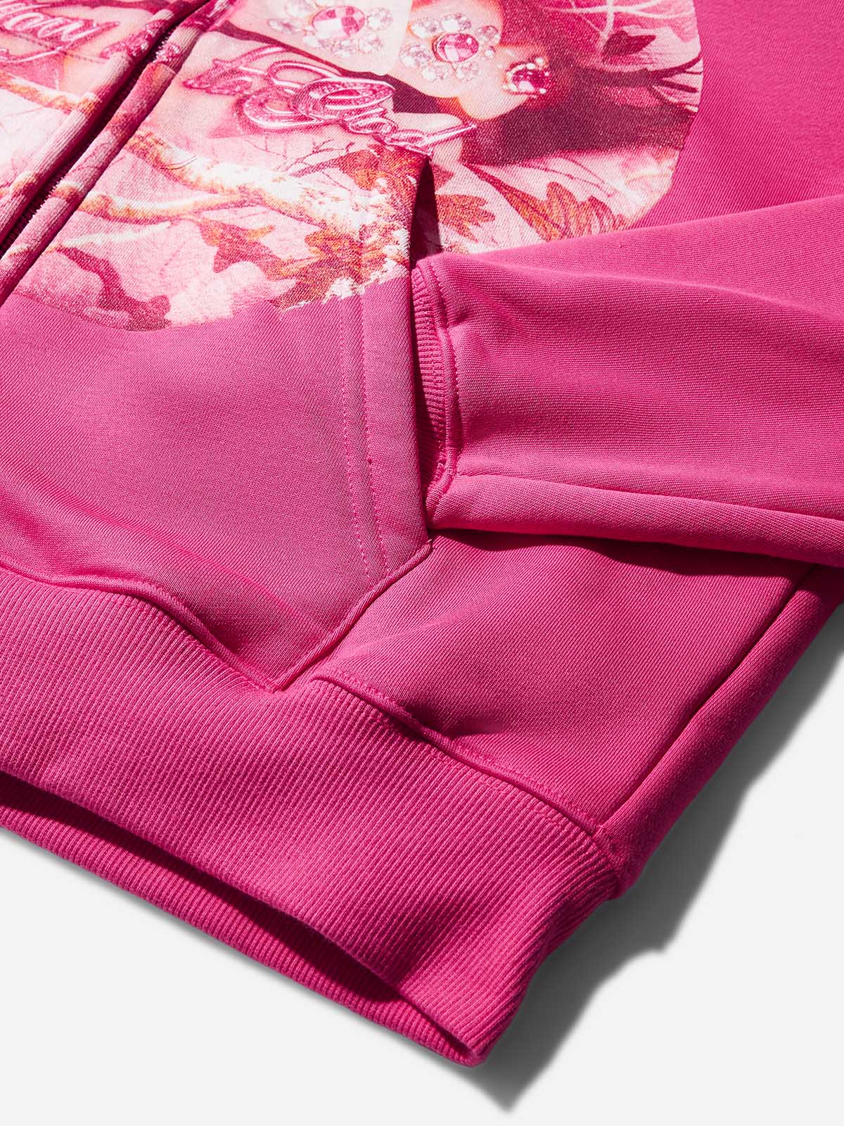 Pink Real tree Artistic Camouflage Print Warm Hoodie