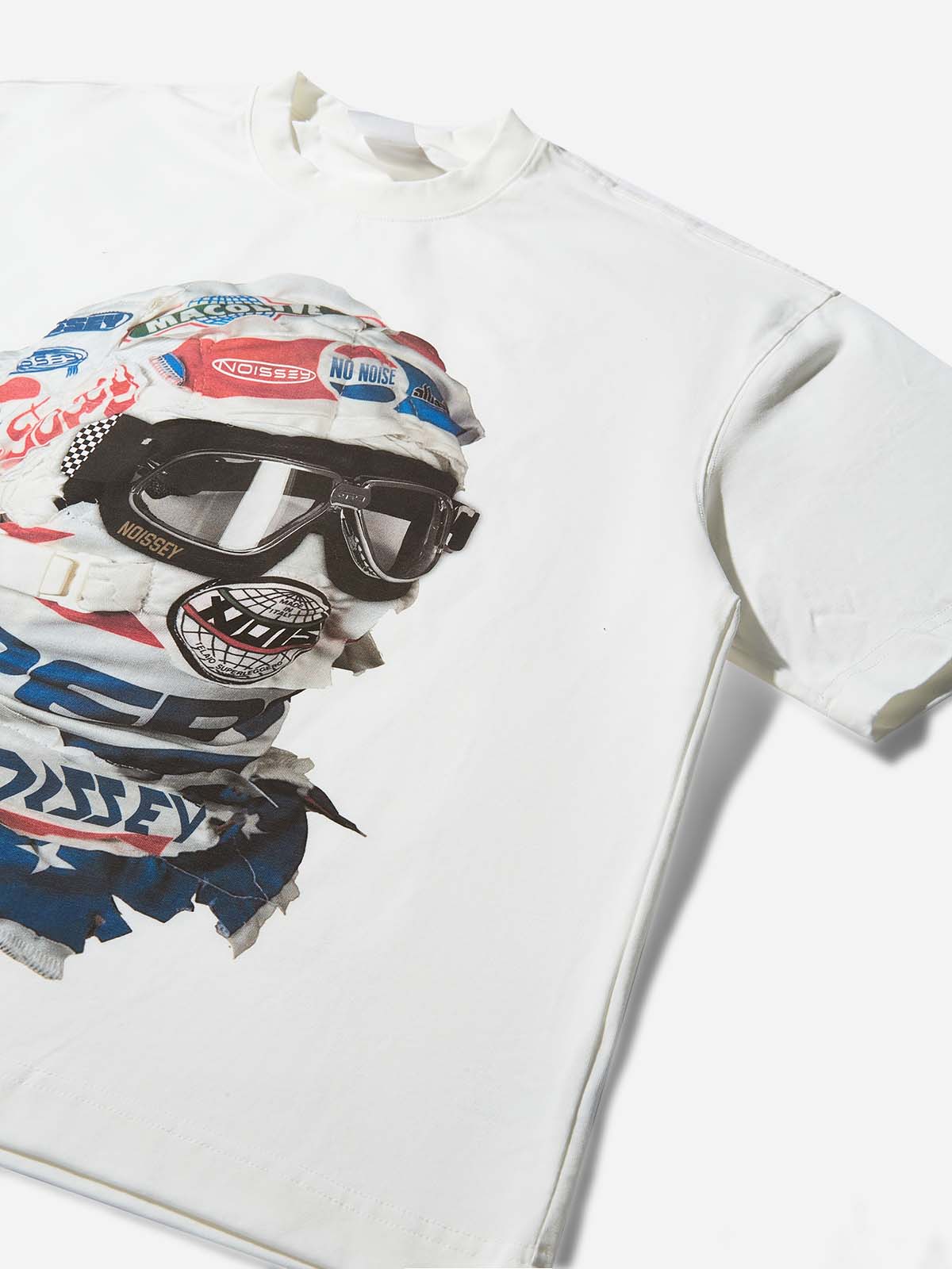 Racing-Inspired Tech Headgear Printed Boxy Oversized T-shirt