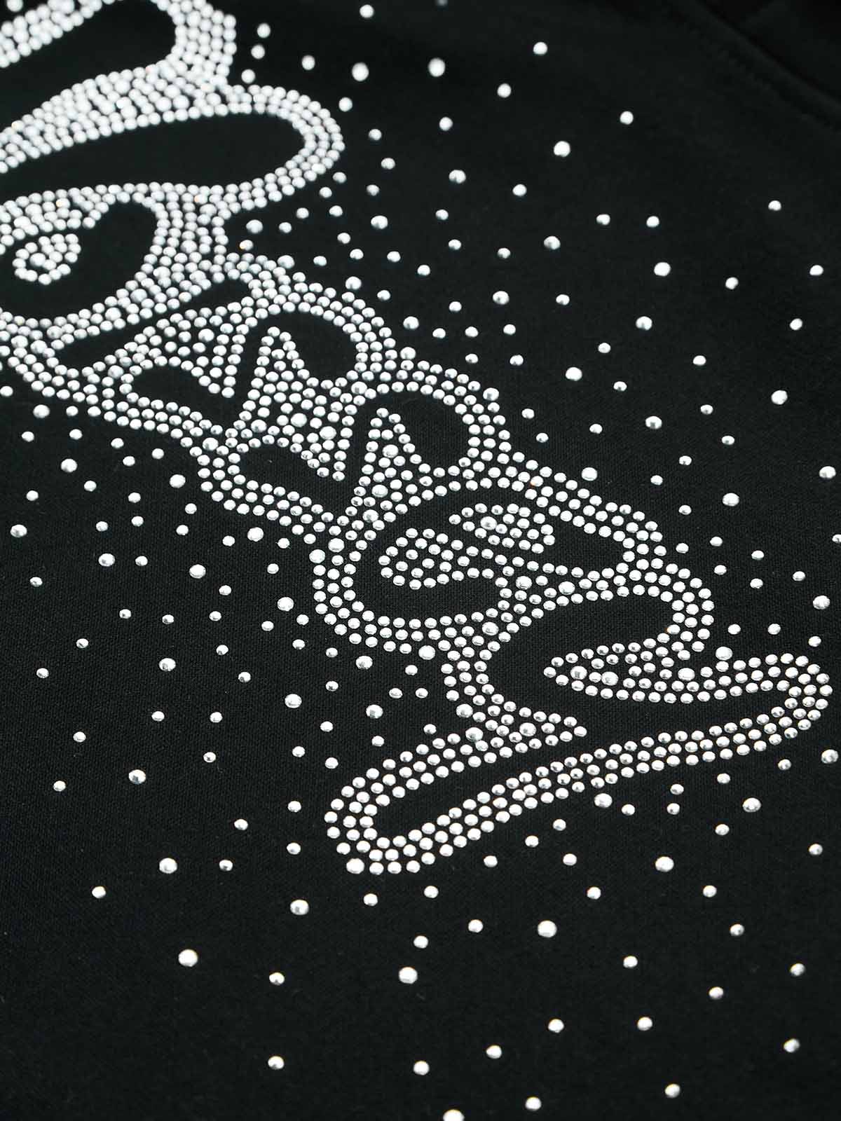 Noissey Rhinestone Logo Glitter Boxy Hoodie
