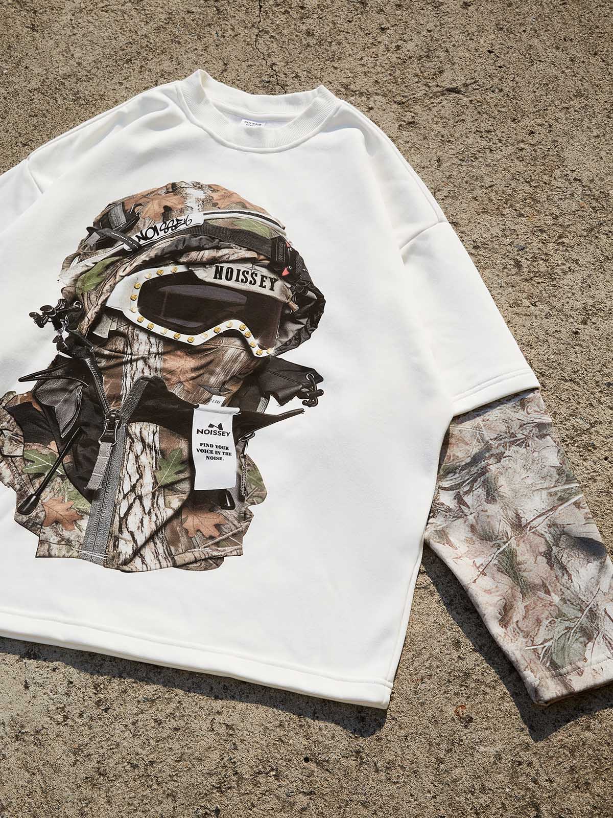 NOISSEY "Urban Stealth" Real Tree Balaclava Print Heavyweight Long Sleeve Shirt