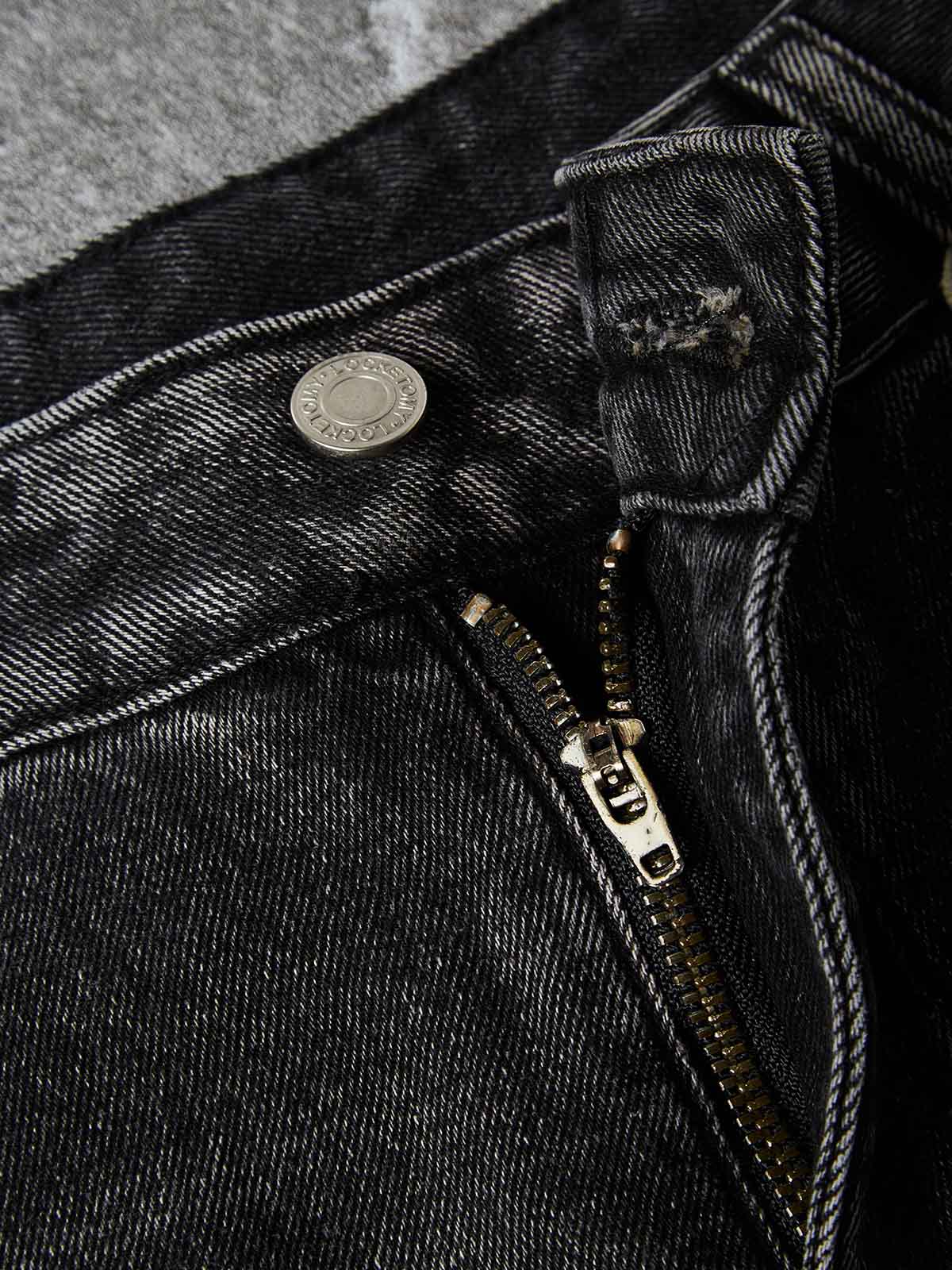 NOISSEY Vintage Distressed Denim Shorts with DIY Pearl Chain - Onyx Black & Heritage Blue