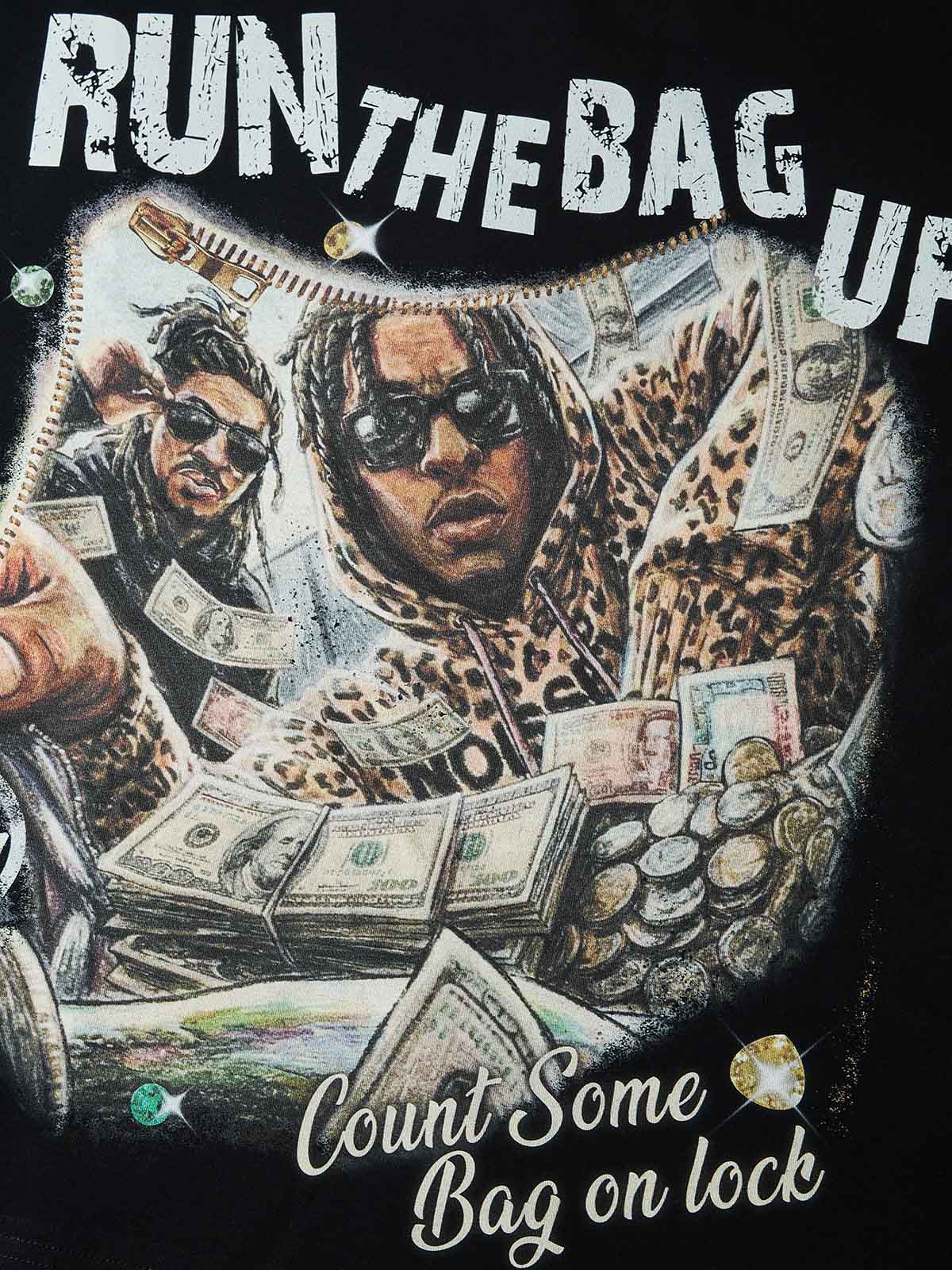 NOISSEY "RUN THE BAG UP" MONEY STACK ART PRINT OVERSIZED Boxy T-SHIRT