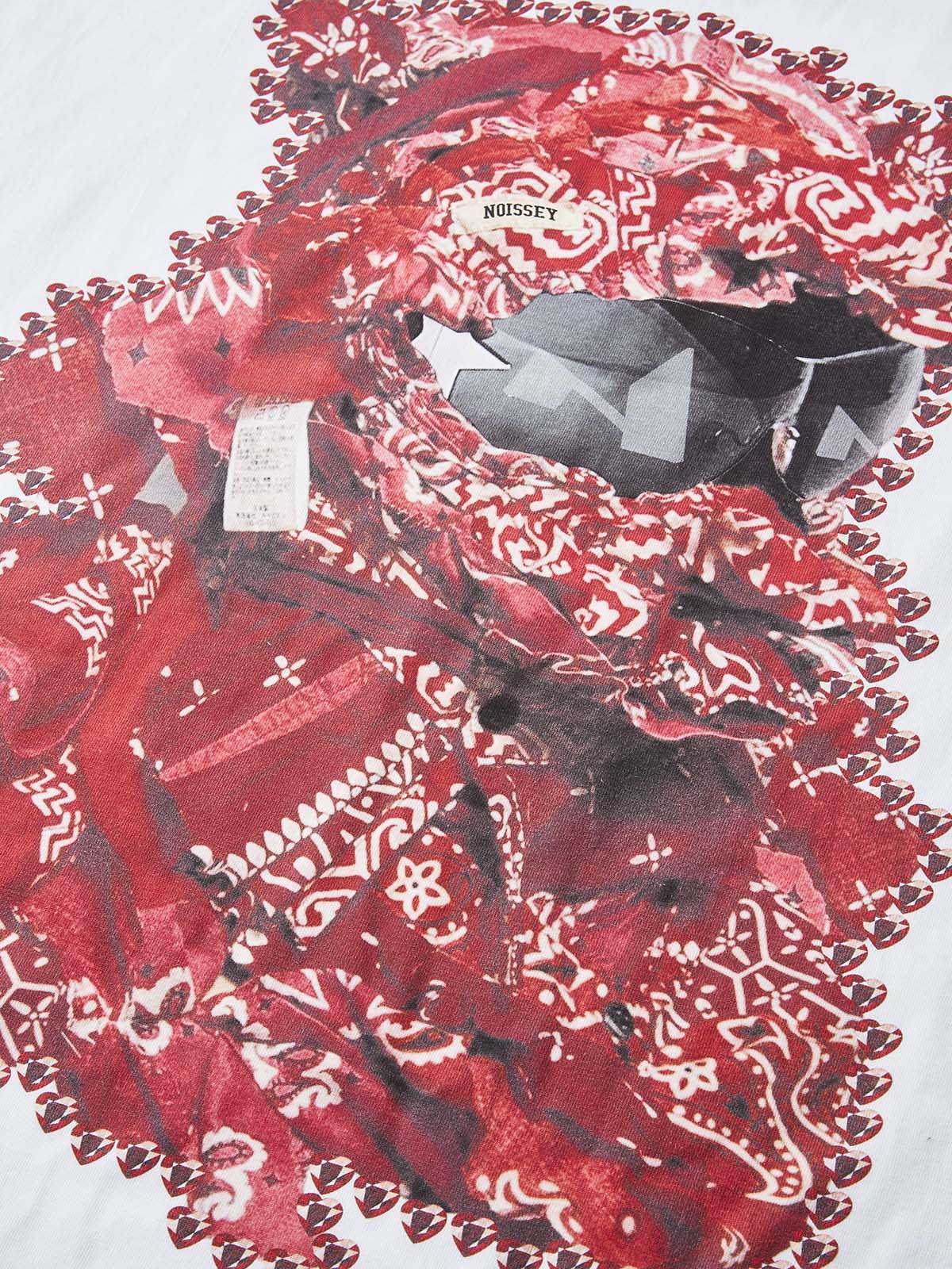Red Shattered Collage Face Mask print T-shirt