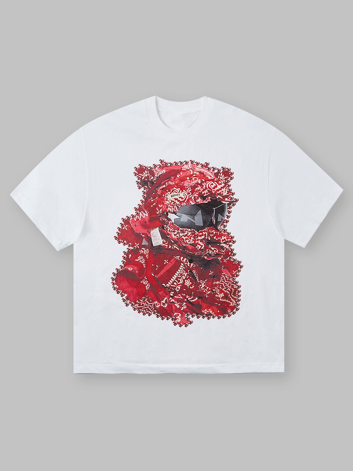 Red Shattered Collage Face Mask print T-shirt