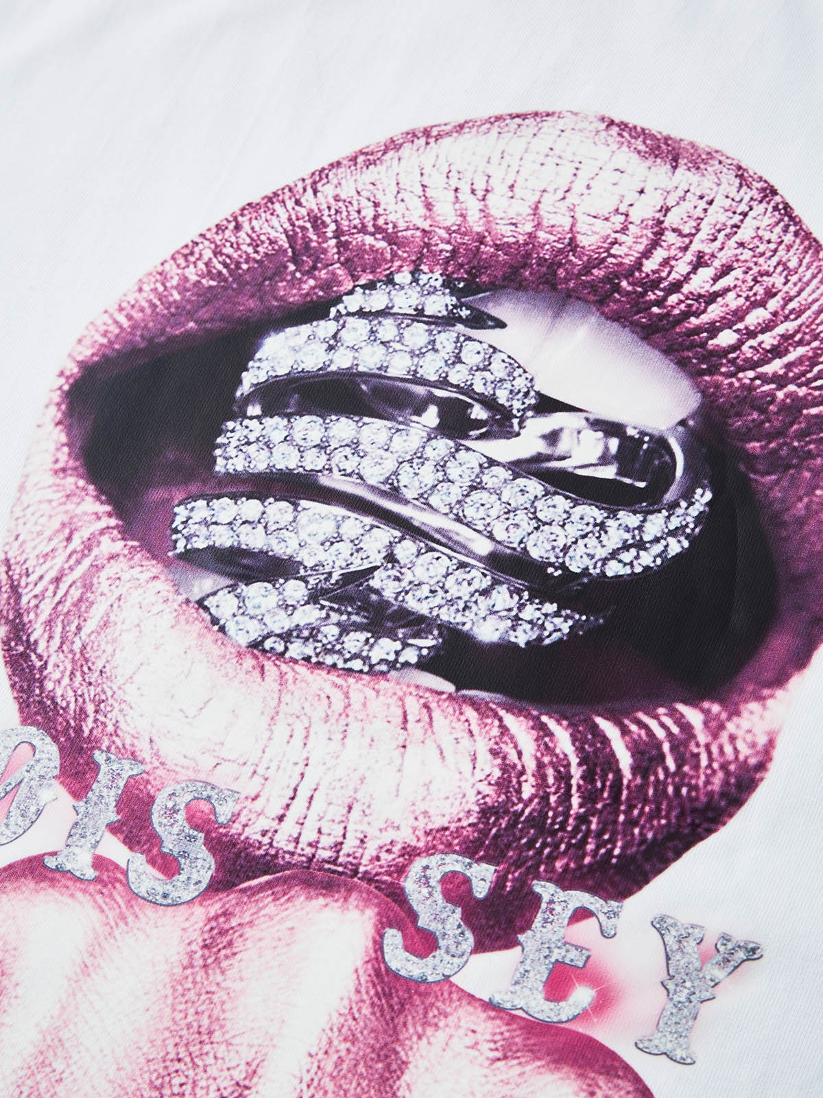 BOUNCE BACK© Pink Silver Diamond-Rich Printed T-shirt