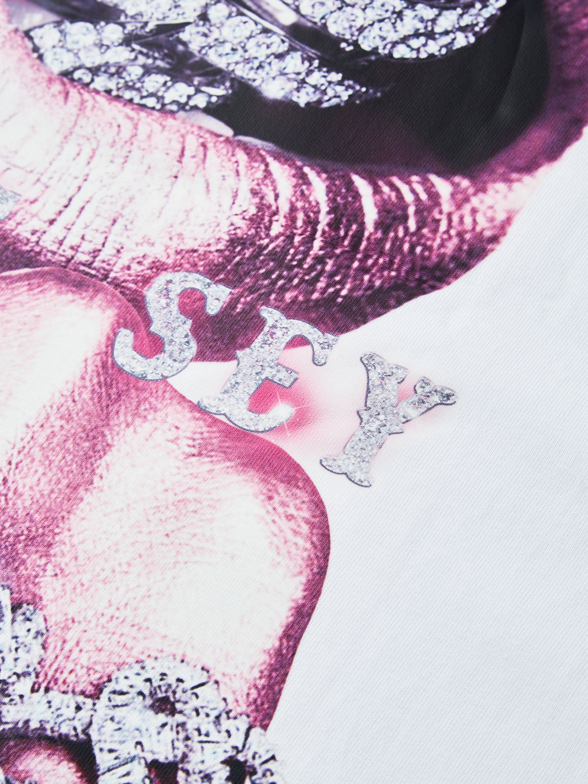 BOUNCE BACK© Pink Silver Diamond-Rich Printed T-shirt