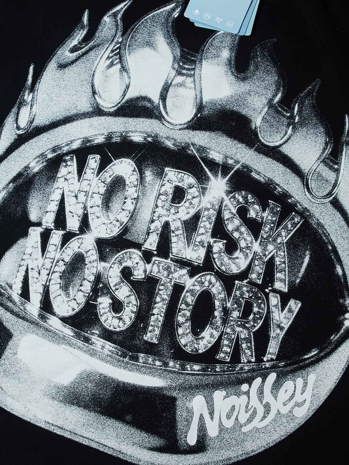 NOISSEY "Metal Flame" No Risk No Story Graphic Oversized Tee - Onyx Black
