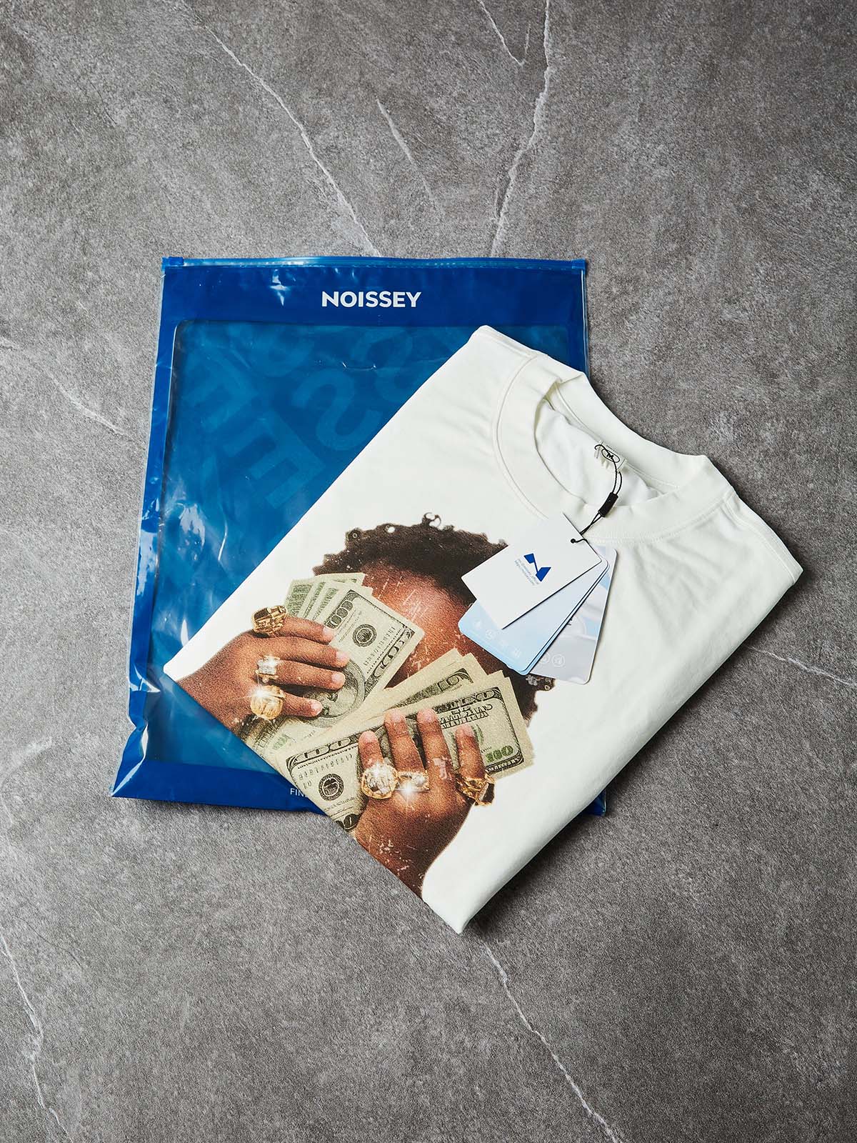 NOISSEY "Rich Forever" Boxy Heavyweight Cooling Tee - White
