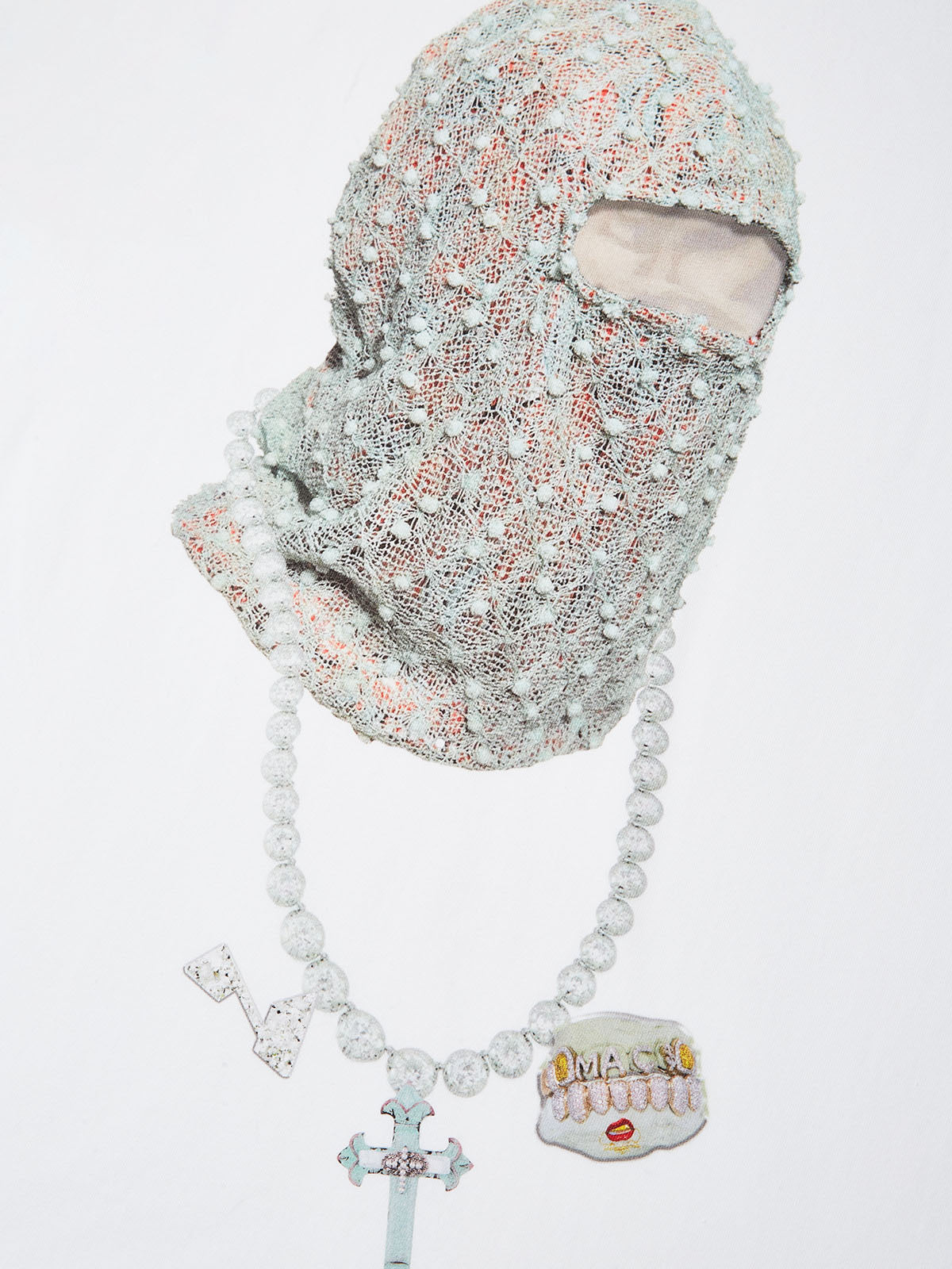 BOUNCE BACK© Diamond Face Mask Necklace Printed T-shirt