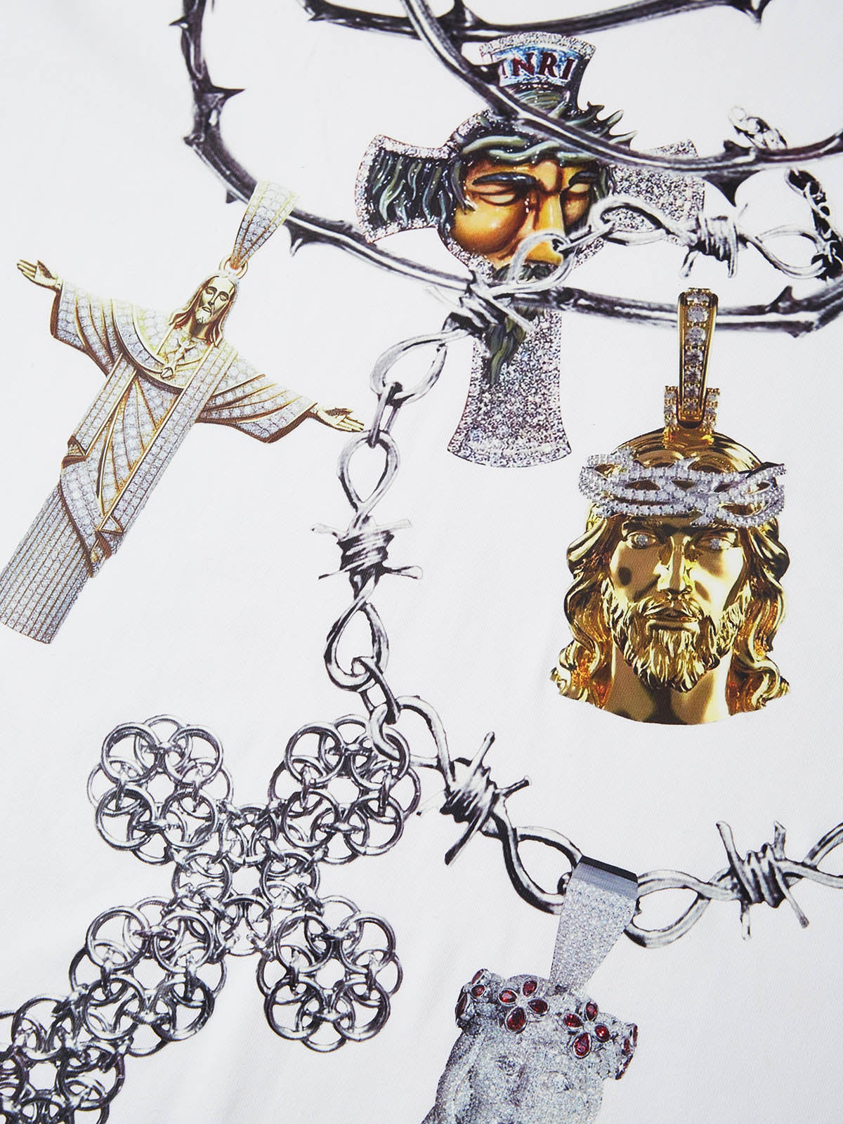 BOUNCE BACK© Jesus cross necklace print T-shirt