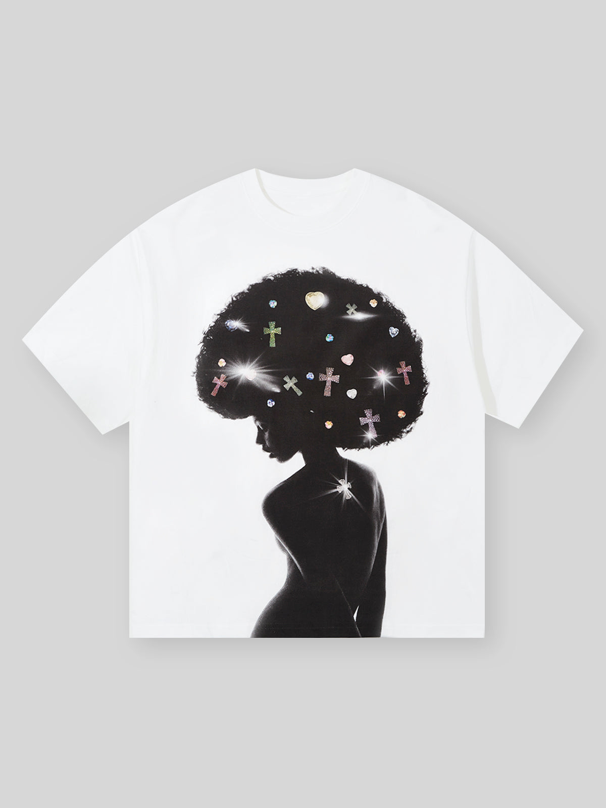 BOUNCE BACK© Exquisite Diamond Print T-shirt with stunning curves