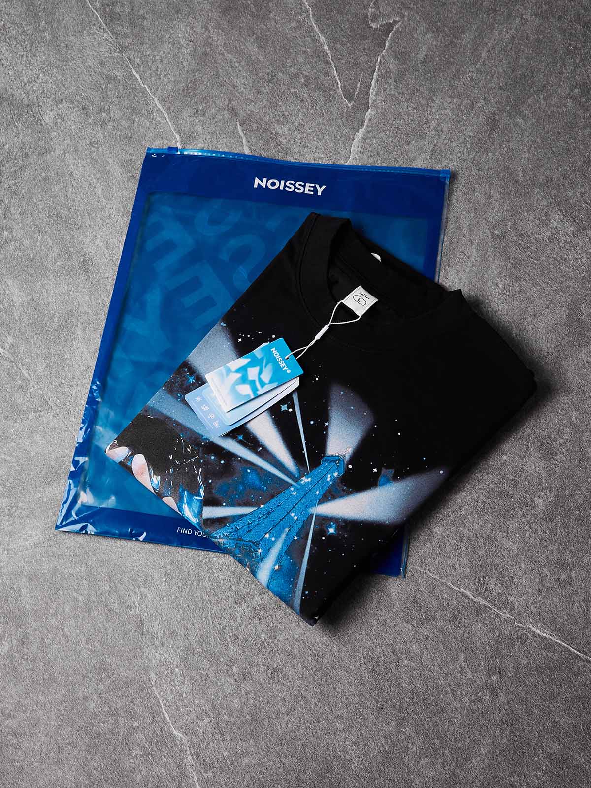 NOISSEY "Midnight Eiffel" Parisian Night Art Print T-Shirt - Onyx Black