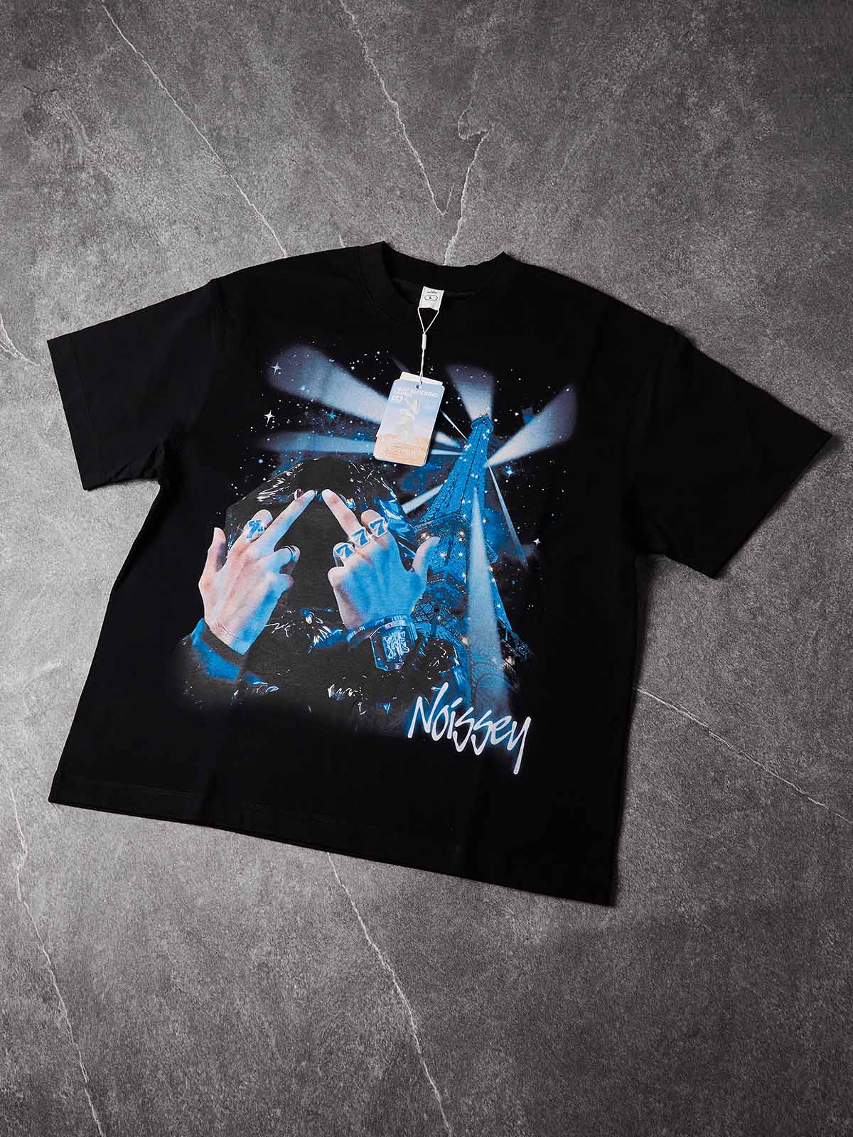 NOISSEY "Midnight Eiffel" Parisian Night Art Print T-Shirt - Onyx Black