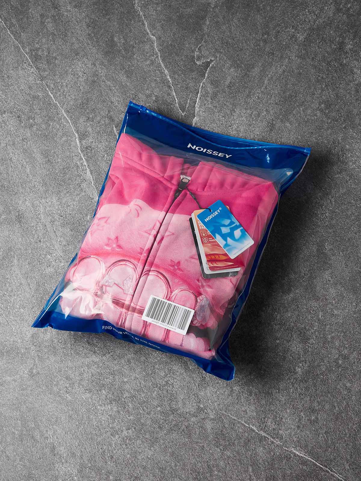 NOISSEY Pink "Leather Cat's Eye" Grillz Zip-Up print Hoodie