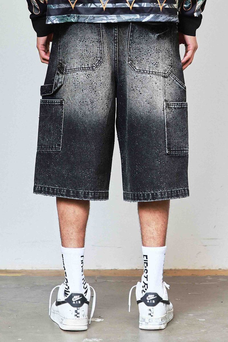 First Row Denim Rhinestone Shorts 'Black'
