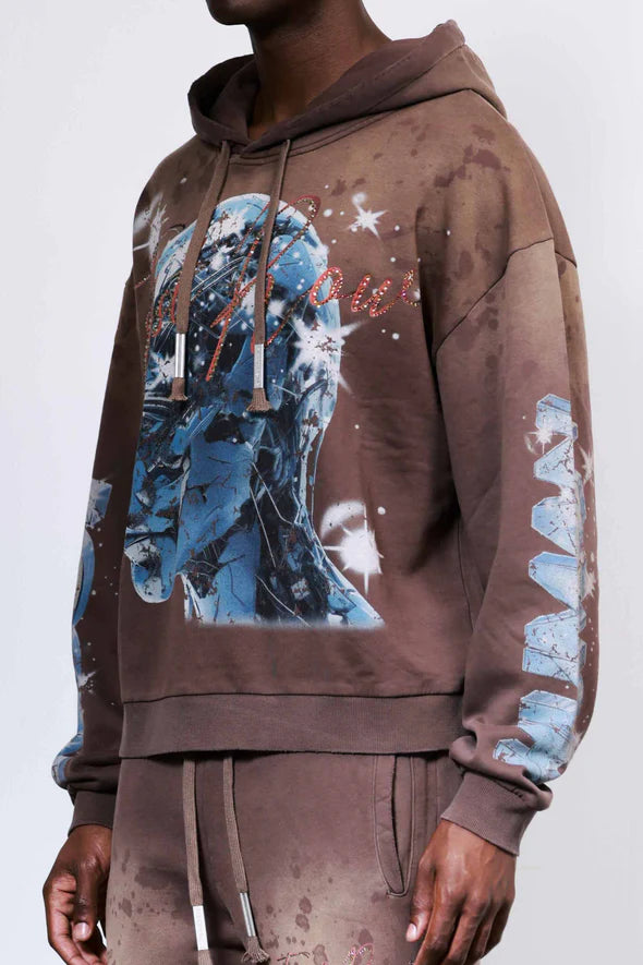 First row brown hoodie