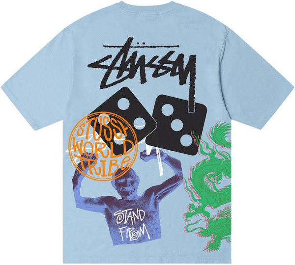 Stüssy T-shirt sky blue strike pig. Dyed
