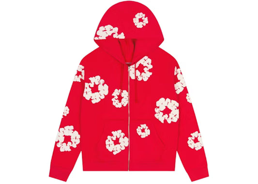 Denim Tears Red Zip Up Hoodie