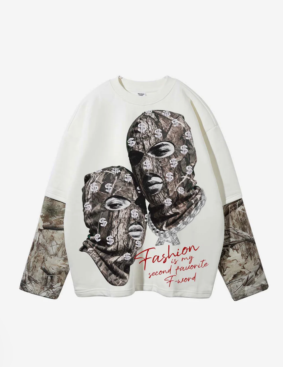 Double Real Tree Print Balaclava Tree Pattern Long Sleeve