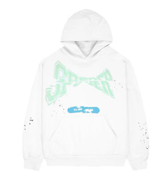 Sp5der Hoodie White Green Logo