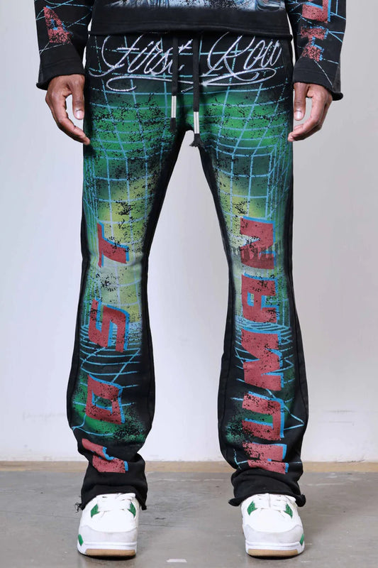 First Row "POST HUMAN MATRIX" Flare Pants