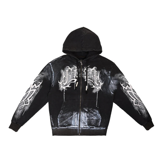 First Row Y2K Tribal Full Zip Hoodie