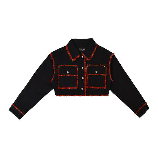First Row Denim Jacket Woman Black And Red