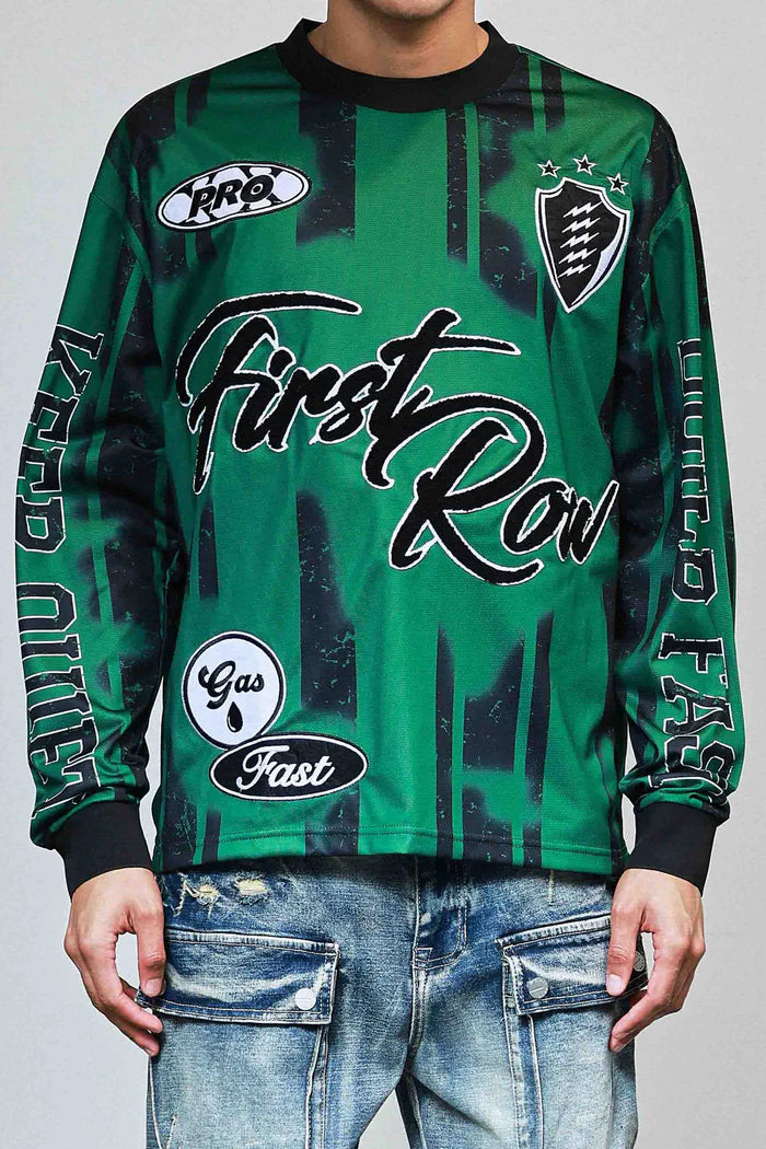 First Row Long Sleeve Jersey " Keep Quiet Build Fast Green"